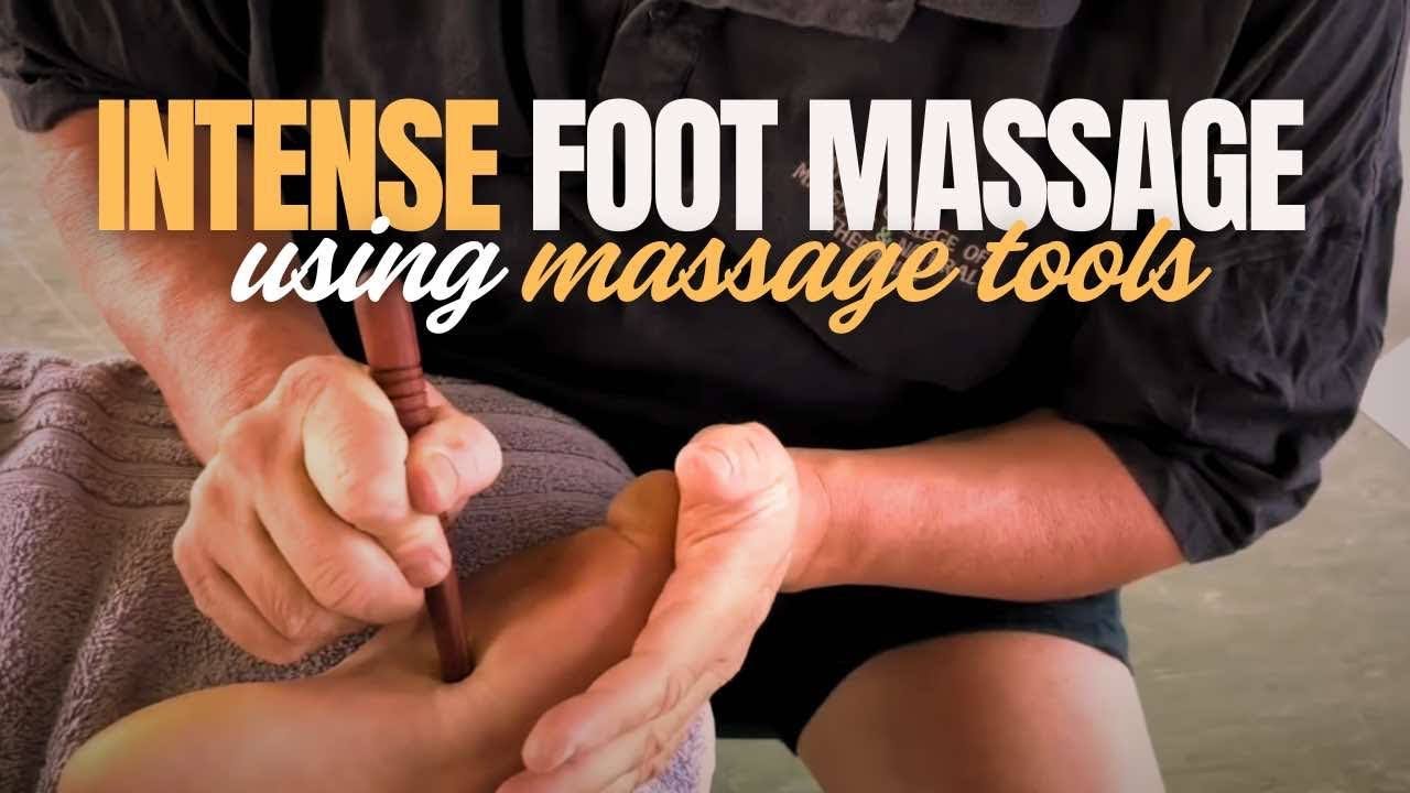 Intense foot massage using massage tools for strong foot reflexology. Best of foot massage Skyler