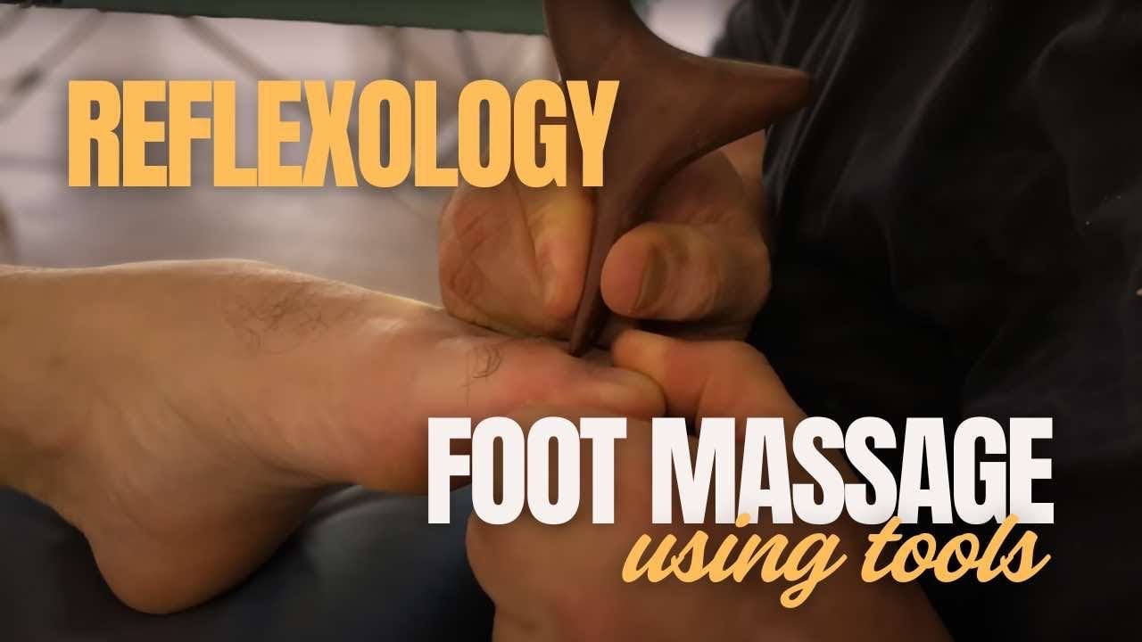 Reflexology foot massage using tools. Deep tissue massage on Ed part 3. Raynor Naturopathic massage.