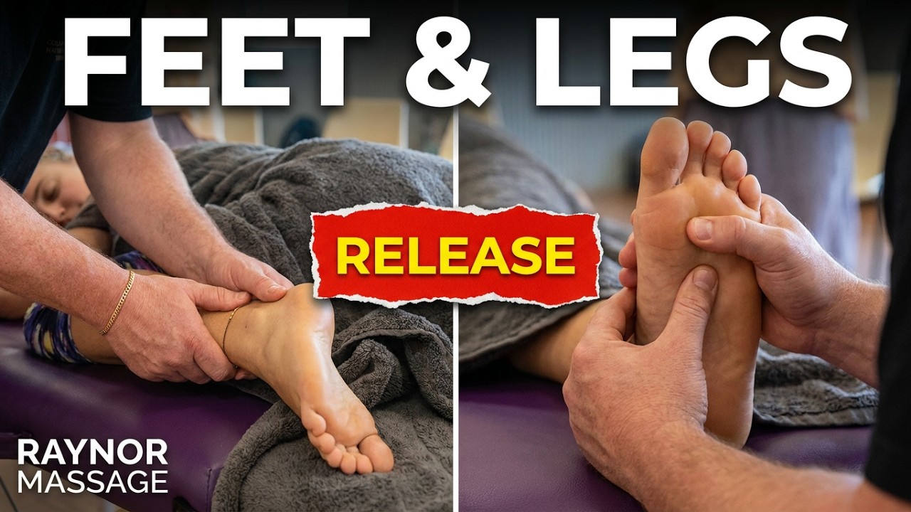 Brandon doing a Raynor Massage on Lauren, a student. part 2. Massage of the feet and legs.